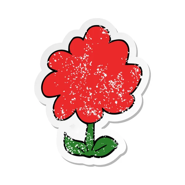 Etiqueta angustiada de uma flor de desenho animado — Vetor de Stock