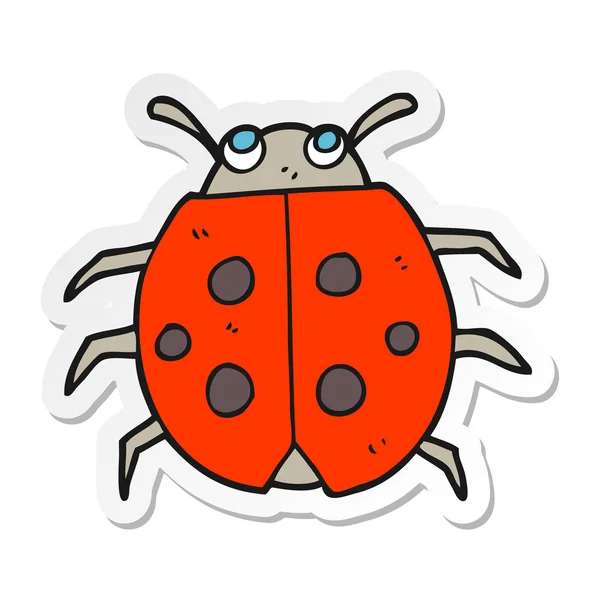 Sticker van een cartoon-lieveheersbeestje — Stockvector