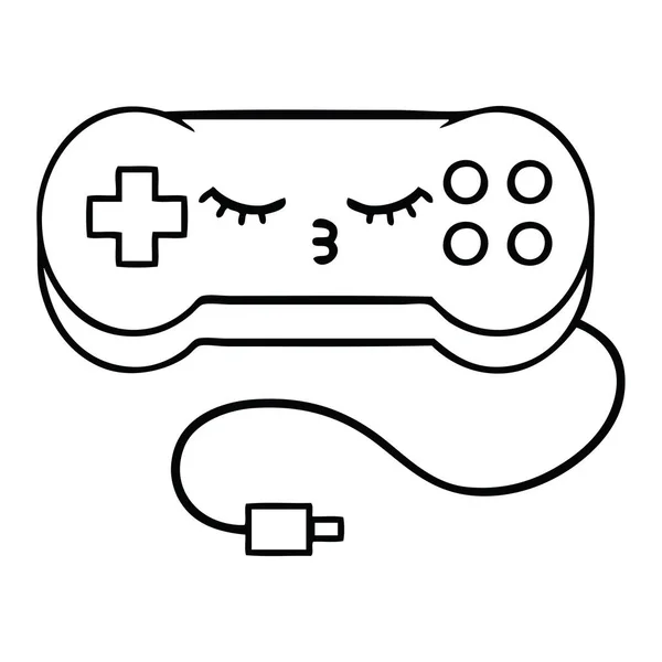 Línea dibujo dibujos animados juego controlador — Vector de stock