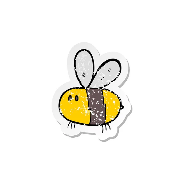 Retro Noodlijdende Sticker Van Een Cartoon Bee — Stockvector