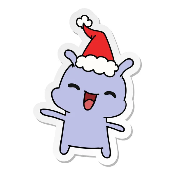 Navidad pegatina de dibujos animados de kawaii alien — Vector de stock