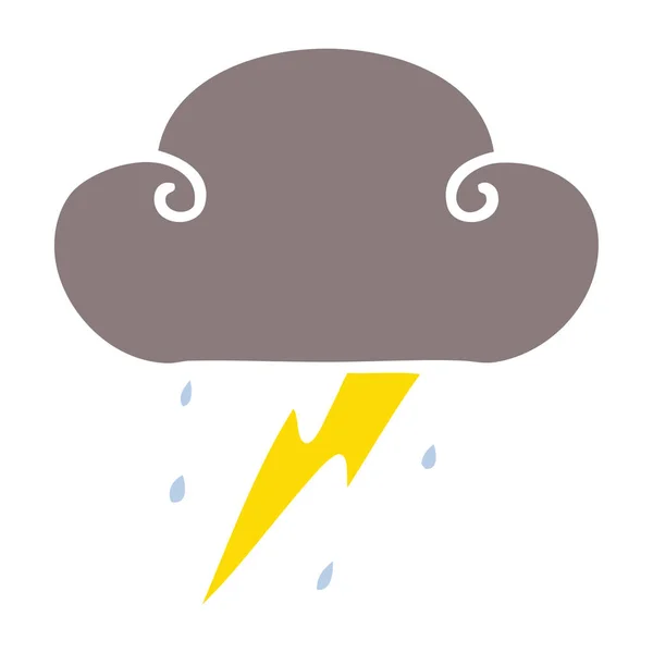 Quirky hand drawn cartoon thunder cloud — Stock Vector