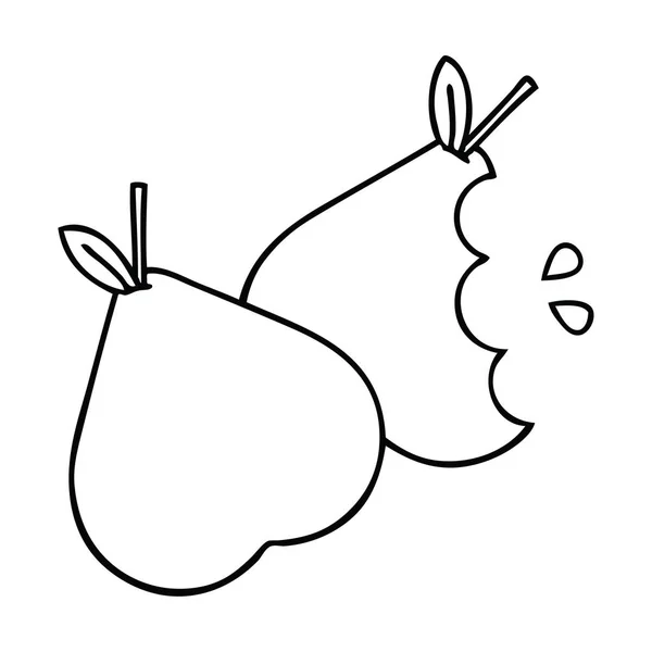 Line Drawing Cartoon Green Pear — Stock Vector
