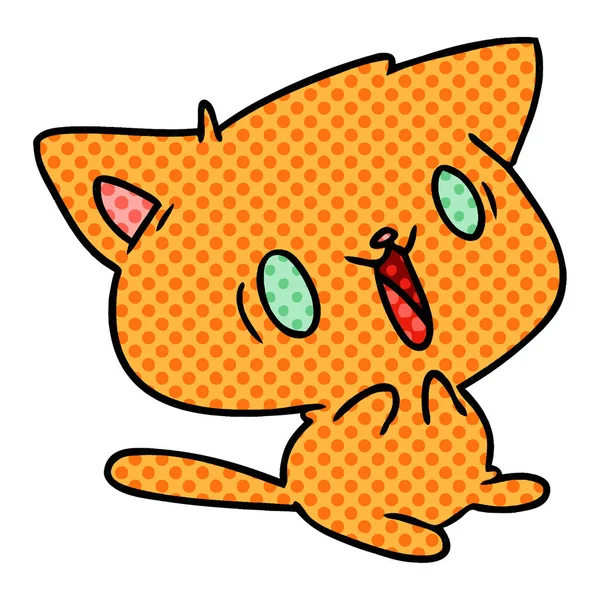 Cartoon Illustration Söt Kawaii Katt — Stock vektor