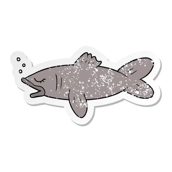 漫画の魚の苦しめられたステッカー — ストックベクタ
