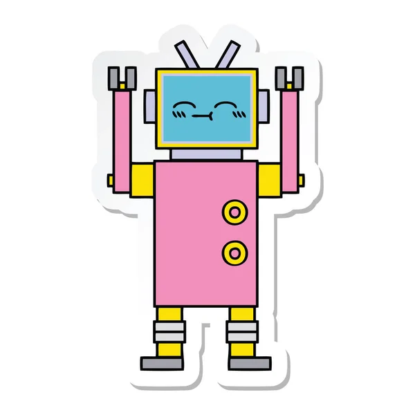 Sevimli Çizgi Robot Sticker — Stok Vektör
