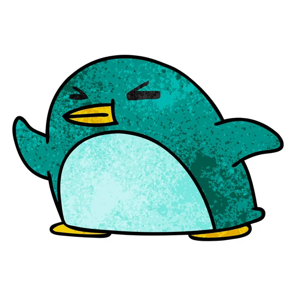 Kawaii Ilustracja Kreskówka Teksturowanej Cute Pingwina — Wektor stockowy