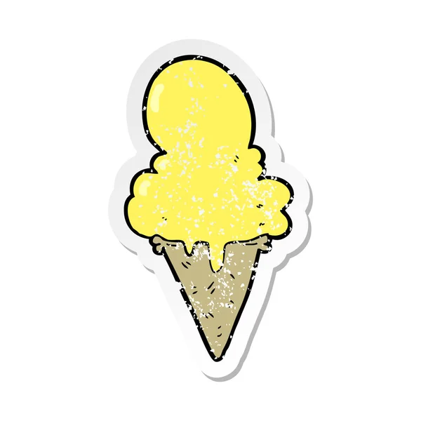 Distressed Sticker Cartoon Ice Cream — Stock Vector