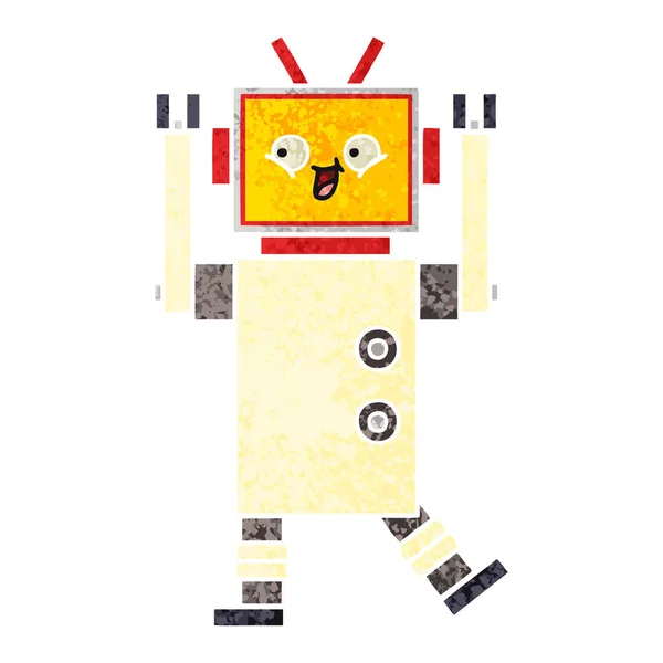 Retro-Illustration Stil Cartoon Roboter — Stockvektor