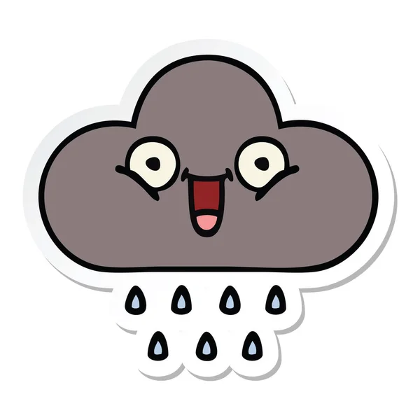 Adesivo di una nuvola di pioggia simpatico cartone animato tempesta — Vettoriale Stock