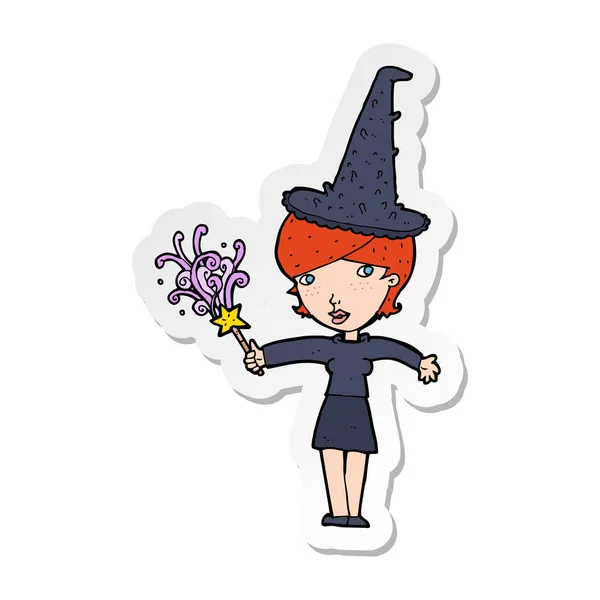 Autocollant d'une sorcière d'Halloween dessin animé — Image vectorielle