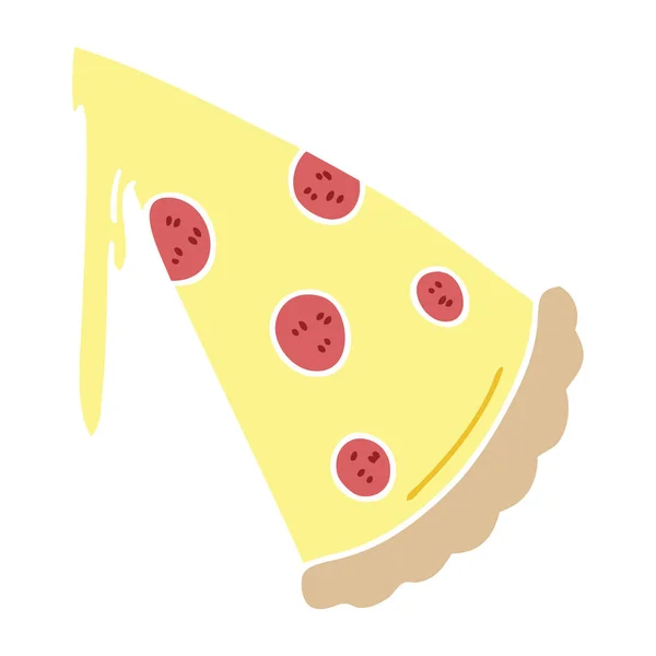 Dibujado Mano Rebanada Dibujos Animados Peculiar Pizza — Vector de stock