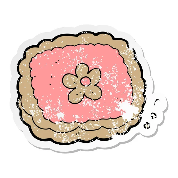 Distressed Sticker Cartoon Biscuit — Stock Vector