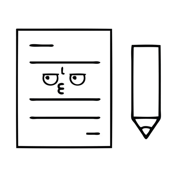 Linienzeichnung Cartoon Testpapier — Stockvektor