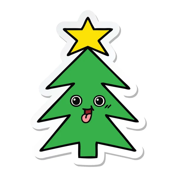 Sevimli çizgi Noel ağacı Sticker — Stok Vektör