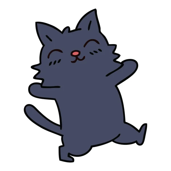 Ručně Tažené Bizarní Kreslená Kočka — Stockový vektor