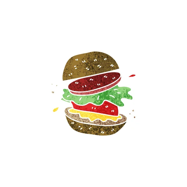 Eccentrico retrò illustrazione stile cartone animato vegetariano hamburger — Vettoriale Stock