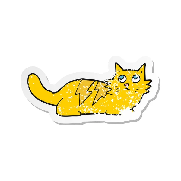 Retro Noodlijdende Sticker Van Een Cartoon Kat — Stockvector