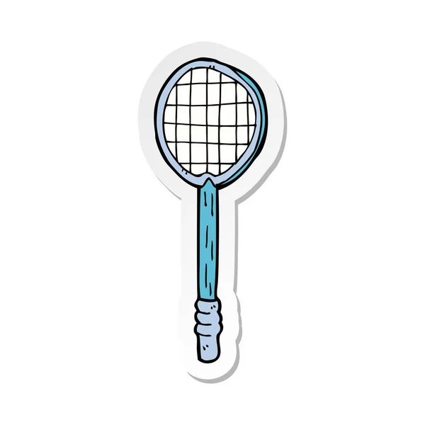 Sticker of a cartoon old tennis racket — Stock Vector