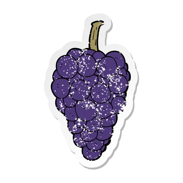 Distressed Sticker Cartoon Grapes — Stock Vector