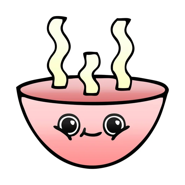 Gradiente sombreado cuenco de dibujos animados de sopa caliente — Vector de stock