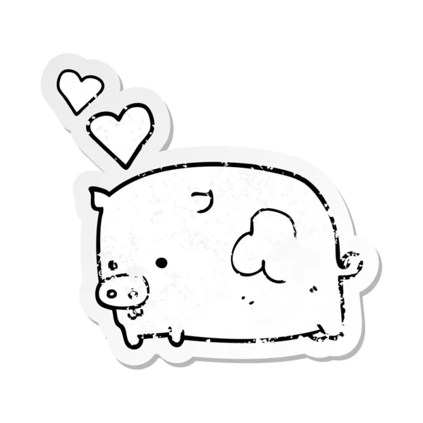 Trudnej sytuacji naklejki cartoon świni w miłości — Wektor stockowy
