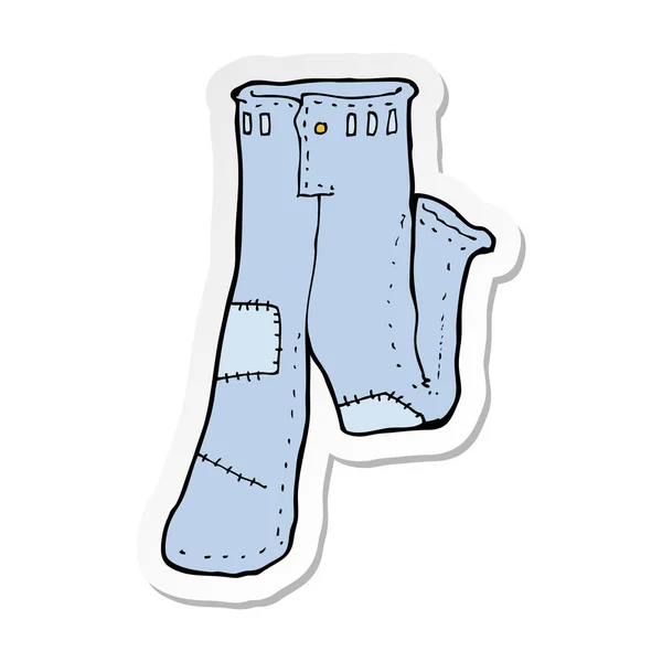 Klistermärke Tecknad Lappat Gamla Jeans — Stock vektor