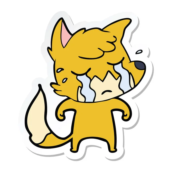 Sticker Crying Fox Cartoon — Stock Vector
