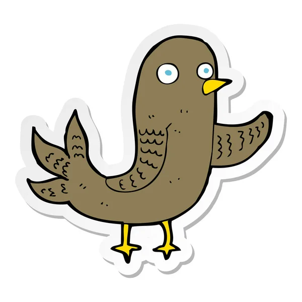 Aufkleber eines Cartoon winkenden Vogels — Stockvektor