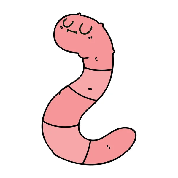 Schrulliger handgezeichneter Cartoon-Wurm — Stockvektor