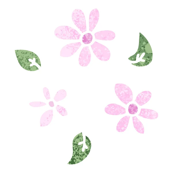 Retro Obrázek Styl Bizarní Kreslených Květiny — Stockový vektor