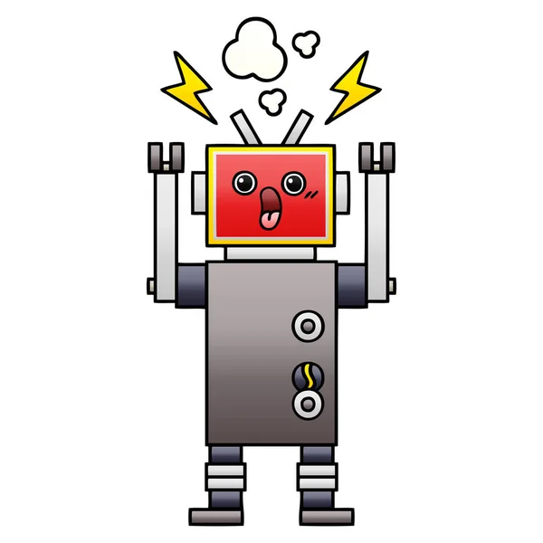 Gradient Shaded Cartoon Robot Malfunction — Stock Vector
