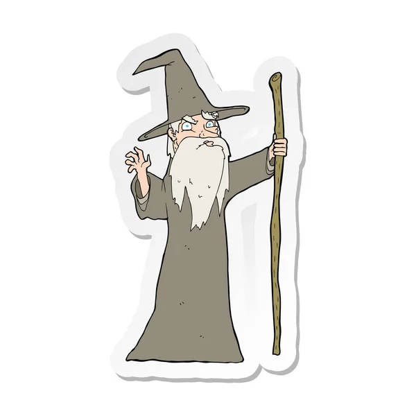 Sticker Van Een Cartoon Oude Wizard — Stockvector