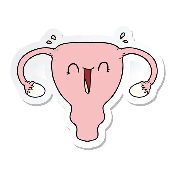 Sticker Van Een Cartoon Gelukkig Baarmoeder — Stockvector