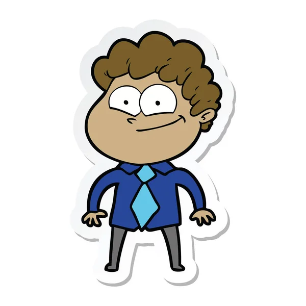 Sticker Van Een Gelukkig Man Van Cartoon — Stockvector