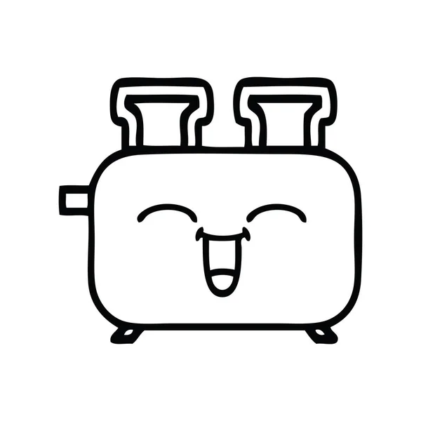 Line Drawing Cartoon Toaster — Stock Vector