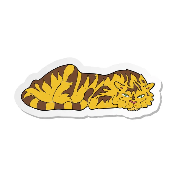 Sticker Cartoon Resting Tiger — Stock Vector