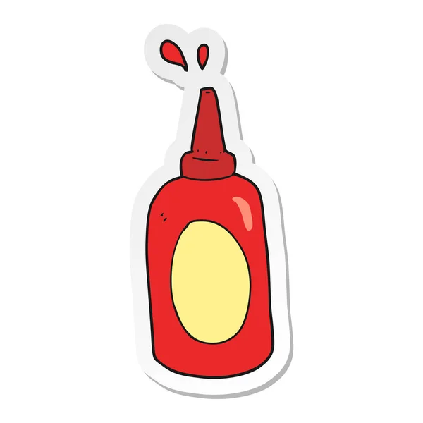 Sticker of a cartoon ketchup bottle — Stock Vector