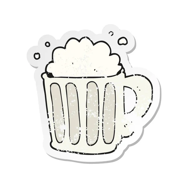 Autocollant en détresse rétro d'une bière de dessin animé — Image vectorielle