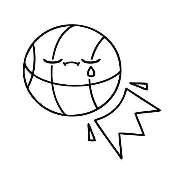 Dessin Trait Dessin Animé Basketball — Image vectorielle