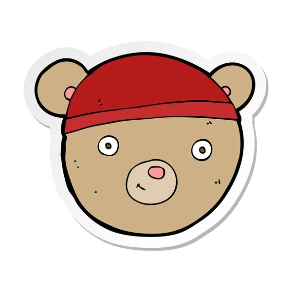 Sticker Cartoon Teddy Bear Face — Stock Vector