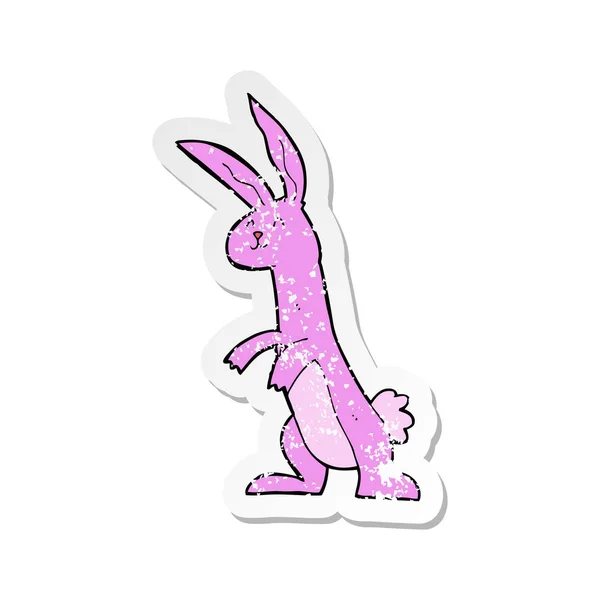 Retro Distressed Sticker Cartoon Rabbit — Stock Vector