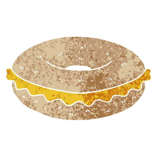 Excentrique rétro illustration style dessin animé fromage bagel — Image vectorielle