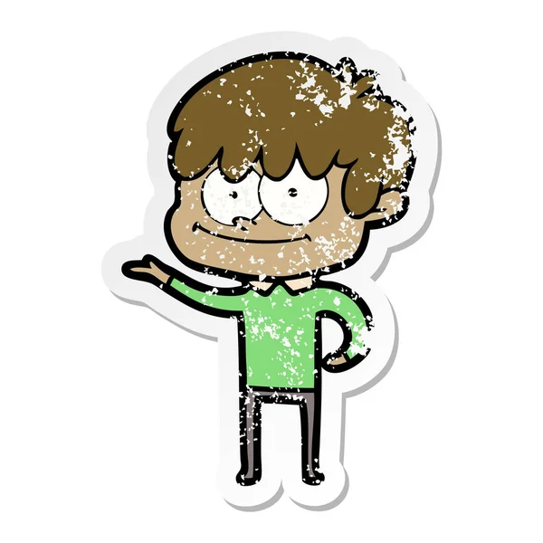 bir mutlu çizgi film adamın sıkıntılı etiket