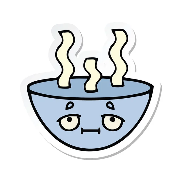 Autocollant Joli Bol Soupe Chaude Dessin Animé — Image vectorielle