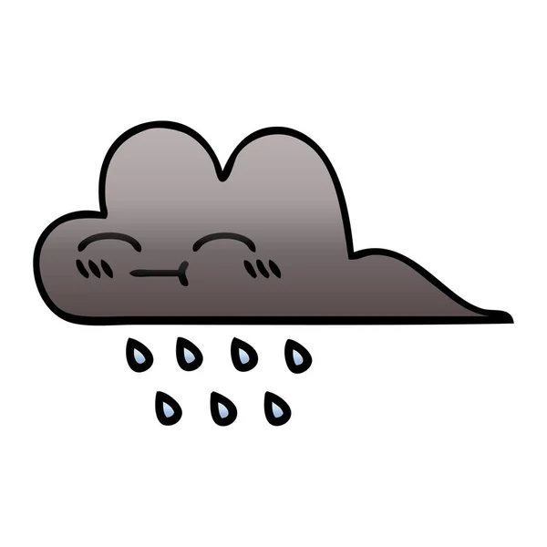 Bir Fırtına Yağmur Bulutu Degrade Gölgeli Karikatür — Stok Vektör