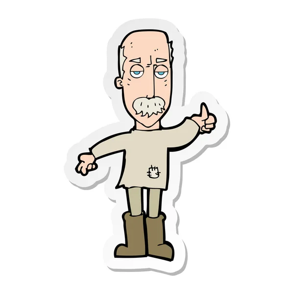 Sticker Van Een Cartoon Geërgerd Oude Man — Stockvector