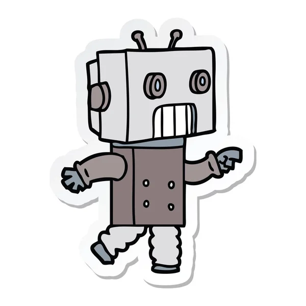 Pegatina Robot Dibujos Animados — Vector de stock