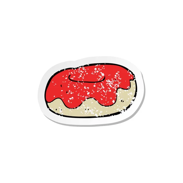 Adesivo Angustiado Retro Donut Desenho Animado —  Vetores de Stock