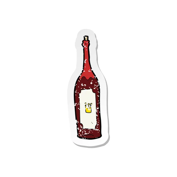 Etiqueta Angustiada Retro Uma Garrafa Vinho Dos Desenhos Animados — Vetor de Stock